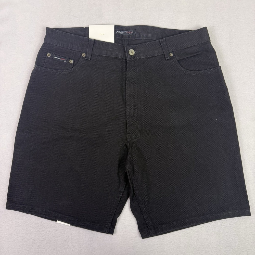 NWT Perry Ellis America‎ Mens Black Denim Shorts Size 36 Vintage 90s Y2K